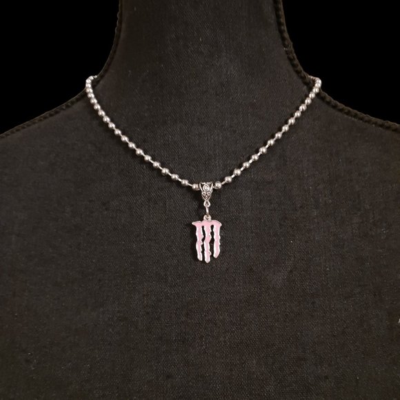 Baby Pink Monster Logo Ball Bead Choker Necklace - Picture 2 of 10